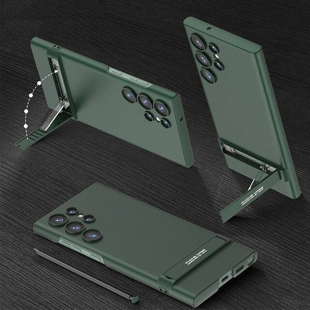Samsung Galaxy S23 Ultra Matte Finish Camera Protection Kickstand Case Cover