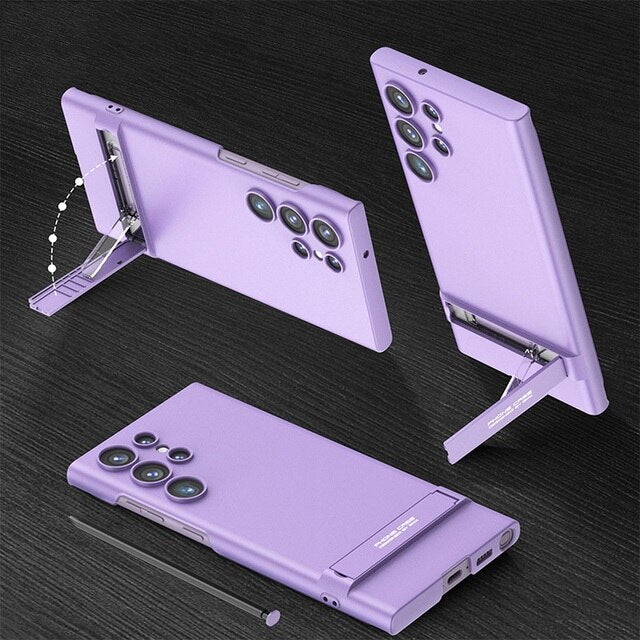 Samsung Galaxy S23 Ultra Matte Finish Camera Protection Kickstand Case Cover