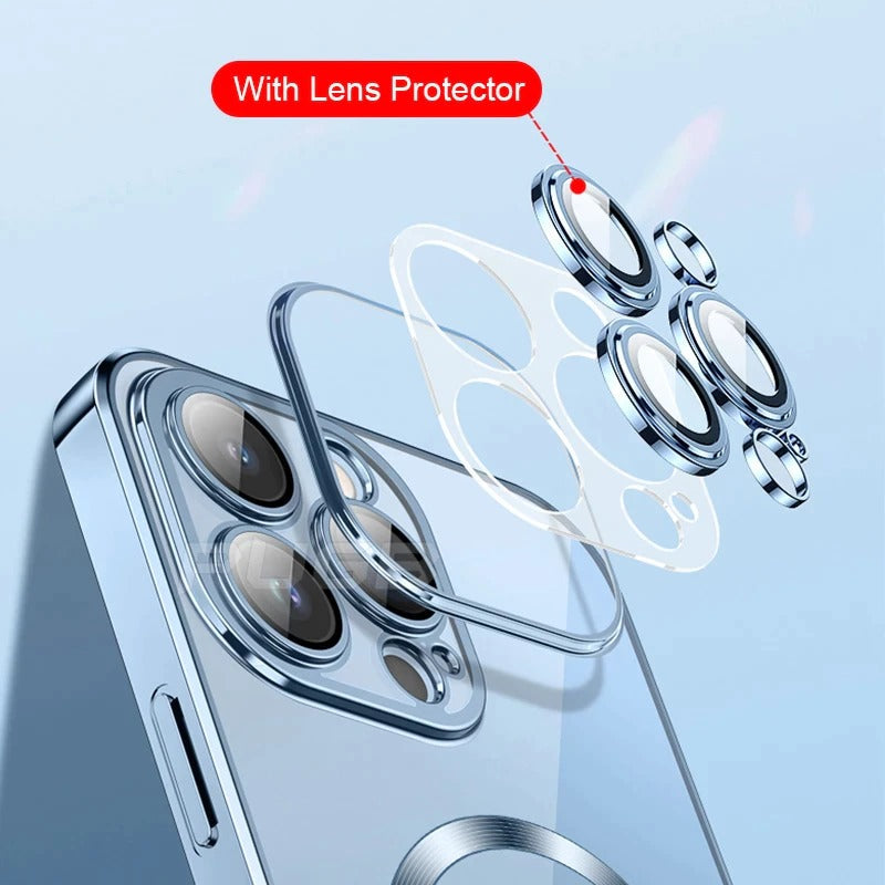 iPhone Magsafe Magnetic Transparent Phone Case With Lens Protector