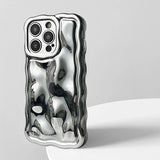 iPhone Luxury Chrome Wavy Effect Case Cover With Metallic Bracelet Chain Sliver