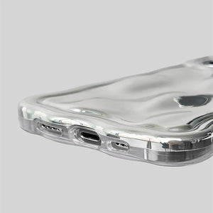 iPhone Luxury Chrome Wavy Effect Case Cover With Metallic Bracelet Chain Sliver