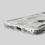 iPhone Luxury Chrome Wavy Effect Case Cover With Metallic Bracelet Chain Sliver