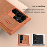 Samsung Galaxy S22 Ultra Camera Protection QIN Leather Flip Case Brown