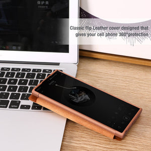 Samsung Galaxy S23 Camera Protection QIN Leather Flip Case Brown