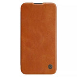 Samsung Galaxy S23 Camera Protection QIN Leather Flip Case Brown