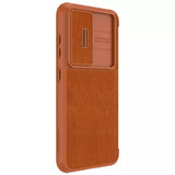 Samsung Galaxy S23 Camera Protection QIN Leather Flip Case Brown