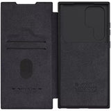 Samsung Galaxy S23 Ultra Camera Protection QIN Leather Flip Case Black