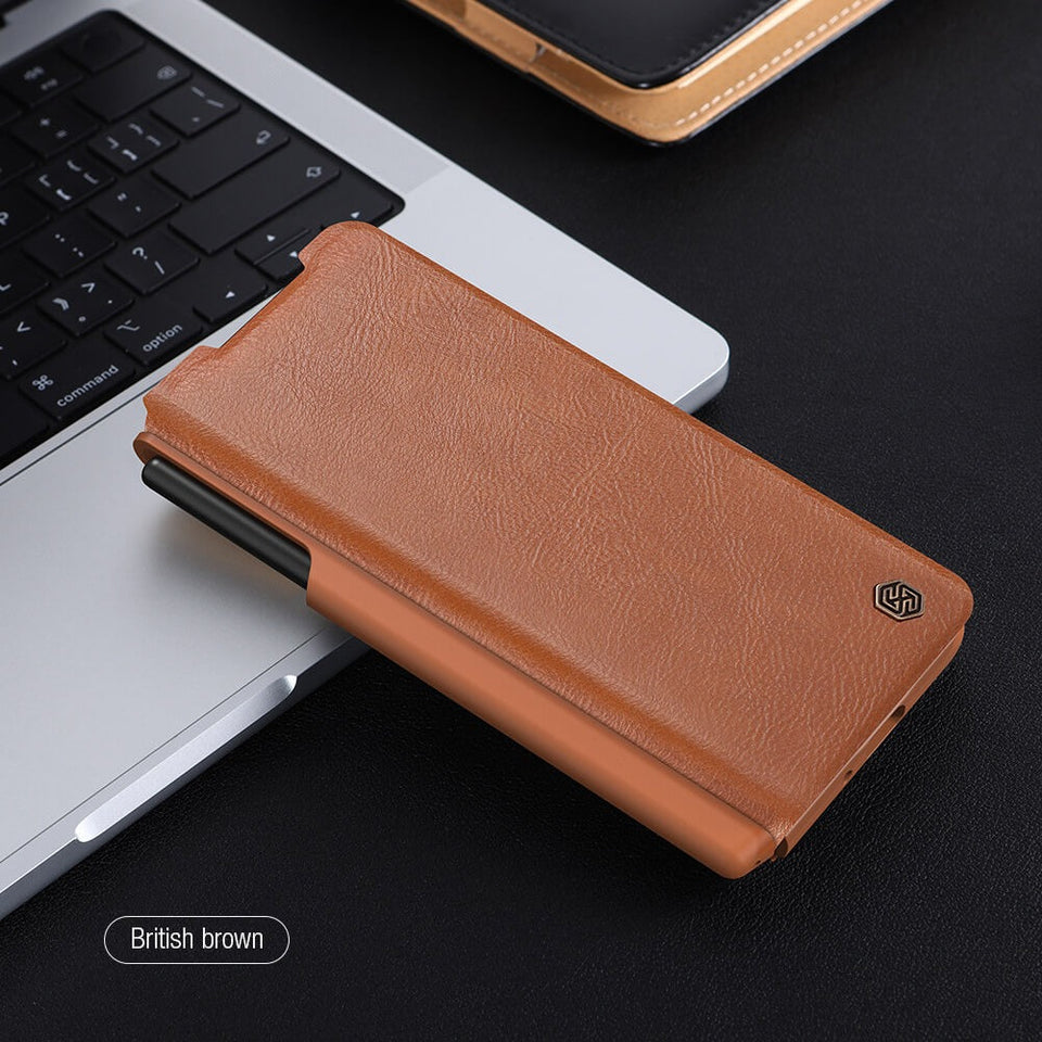 Samsung Galaxy S23 Ultra case brown NILLKIN QIN PRO LEATHER