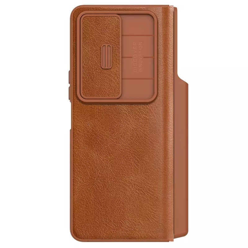 Nillkin Samsung Galaxy Z Fold 4 5G Qin Pro Leather Flip Case Pen Holder Brown