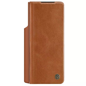 Nillkin Samsung Galaxy Z Fold 4 5G Qin Pro Leather Flip Case Pen Holder Brown