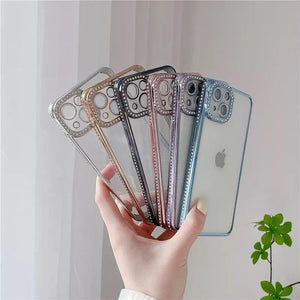 iPhone Side Diamond Transparent Chrome Case Cover Clearance Sale