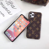 iPhone Luxury Leather Brand Phone Case Cover Brown