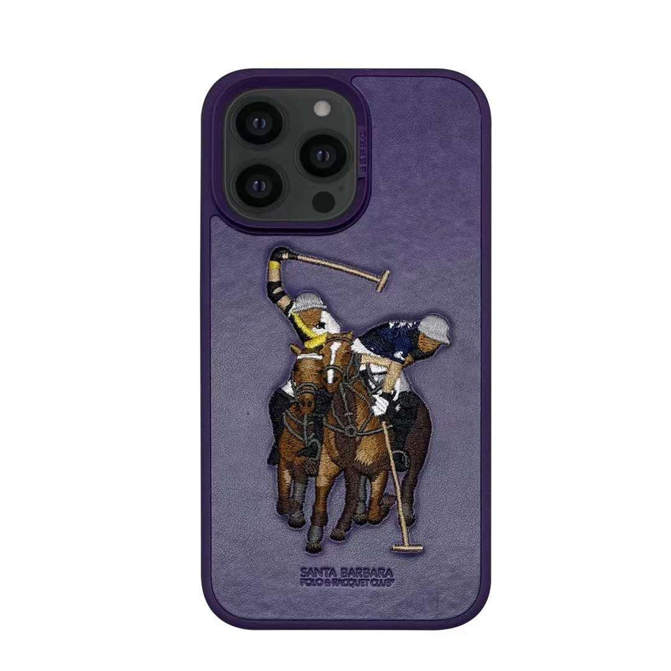 iPhone Luxury Santa Barbara Leather Polo Jokey Series Back Cover Deep Purple