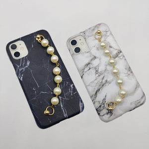 Black and White Marble Pearl Holder Case Cover
