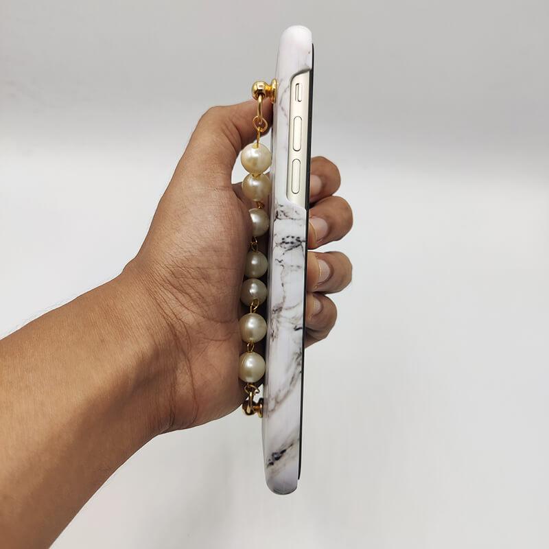 Black and White Marble Pearl Holder Case Cover