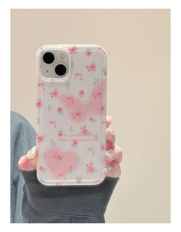 iPhone Cute Pink Floral Flower Bow Knot Design Case Cover