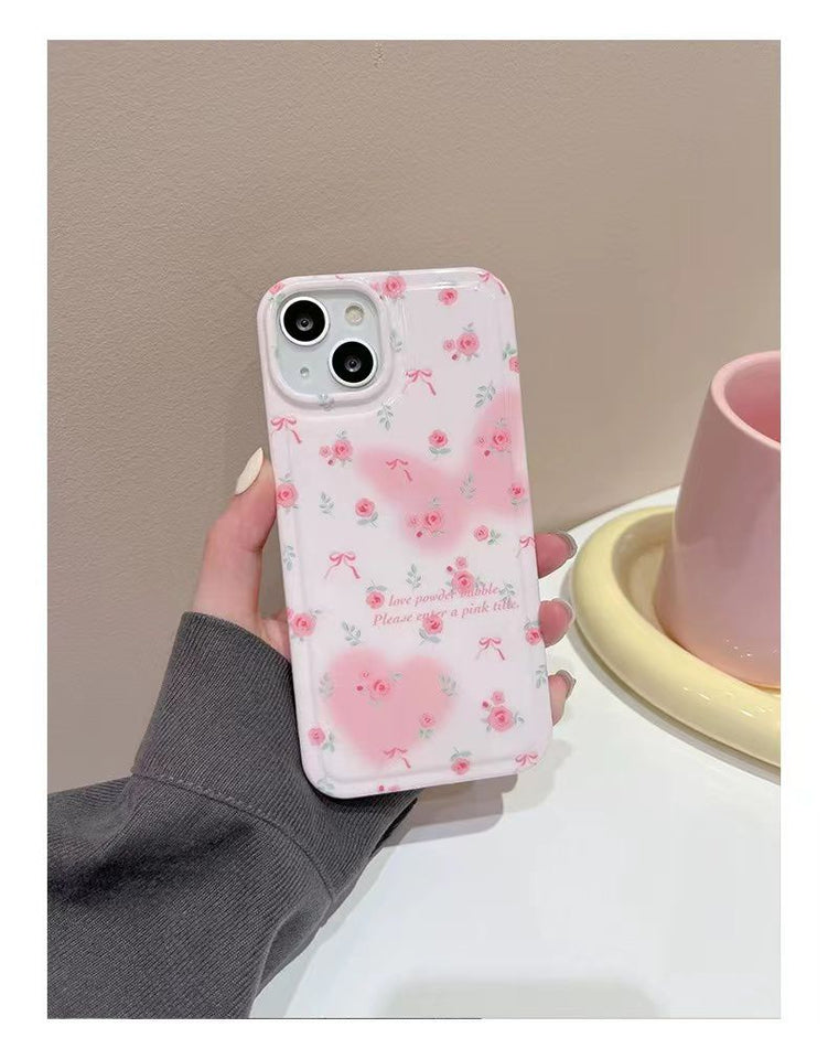 iPhone Cute Pink Floral Flower Bow Knot Design Case Cover