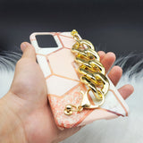 Pink Marble Golden Chain Holder Case Cover
