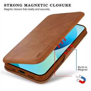 Shell Style Leather iPhone flip Cover With Card Holder Brown