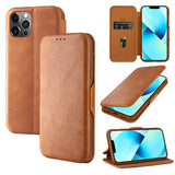 Shell Style Leather iPhone flip Cover With Card Holder Brown