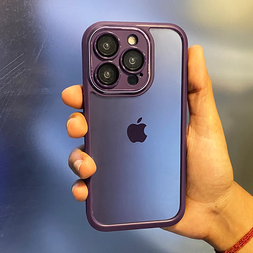 Deep Purple iPhone Transparent Back Silicone Bumper Case With Lens Protector