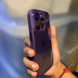 Deep Purple iPhone Transparent Back Silicone Bumper Case With Lens Protector