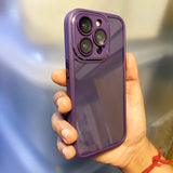 Deep Purple iPhone Transparent Back Silicone Bumper Case With Lens Protector