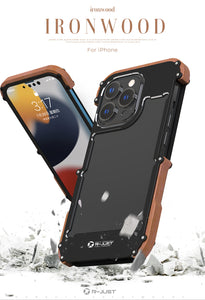 R-Just Aluminum & Natural Wood Bumper iPhone Case Cover