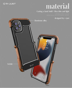 R-Just Aluminum & Natural Wood Bumper iPhone Case Cover