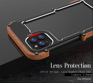 R-Just Aluminum & Natural Wood Bumper iPhone Case Cover