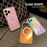 iPhone Multicolor Shaded Clear Magsafe Silicone Case Cover