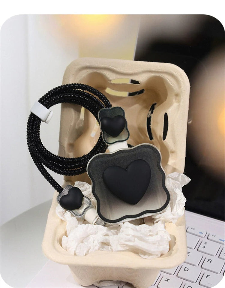 iPhone Cable Protector and Adapter Charging Case Love Heart Transparent