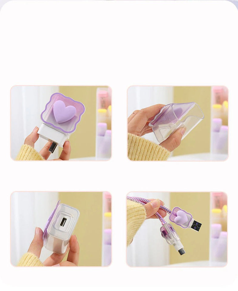 iPhone Cable Protector and Adapter Charging Case Love Heart Transparent