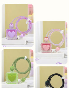 iPhone Cable Protector and Adapter Charging Case Love Heart Transparent