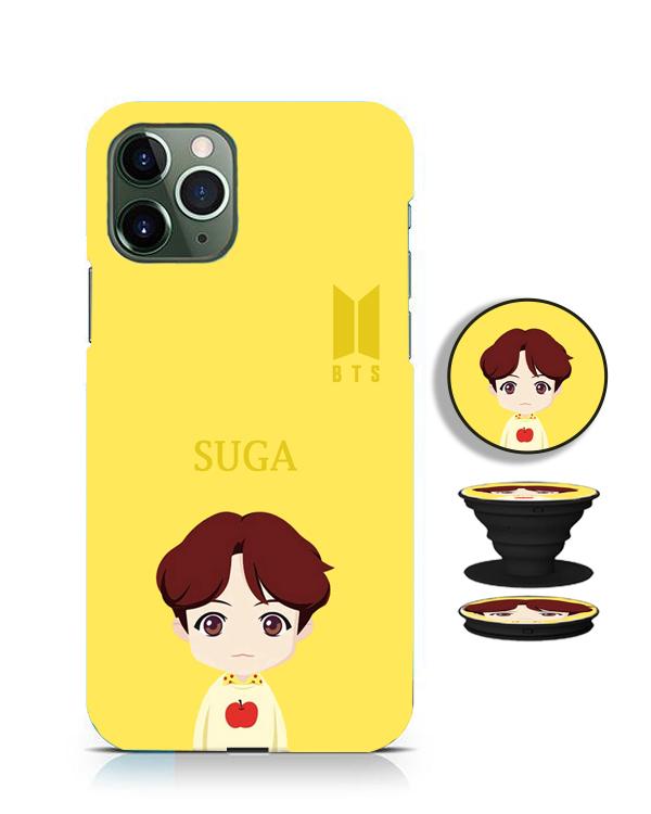 suga k pop bts bt21 cartoon mobile phone cover with holder k-pop case