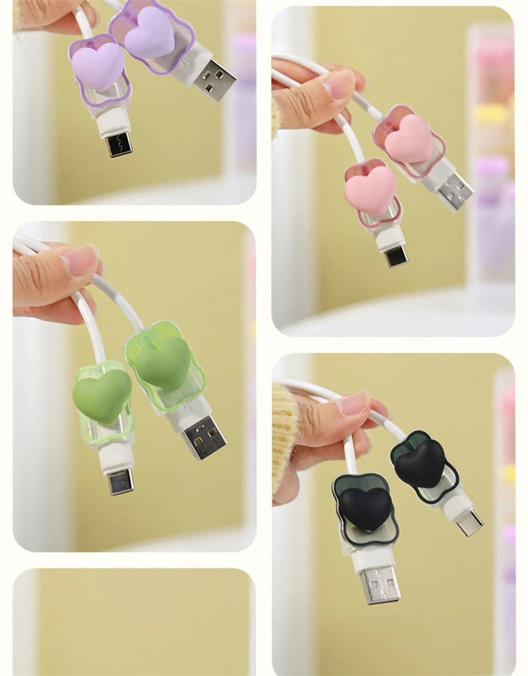 iPhone Cable Protector and Adapter Charging Case Love Heart Transparent