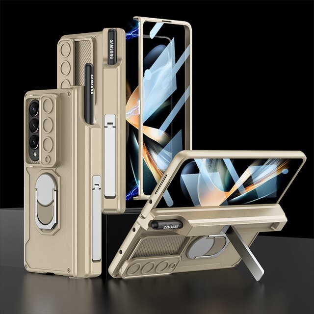 Samsung Galaxy Z Fold 4 With Pen Holder Magnetic Hinge Case Cover