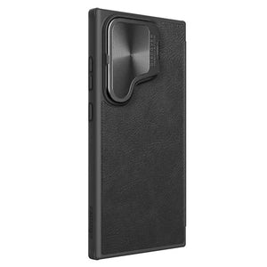 Samsung Galaxy S24 Ultra Camera Protection Nillkin Qin Prop Leather Flip Cover Black