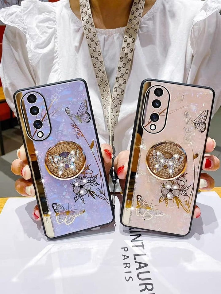 Samsung Galaxy Z Fold 4 Elegant Butterfly Design Case Cover With Ring Stand