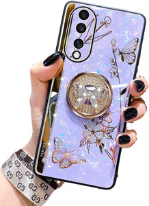 Samsung Galaxy Z Fold 4 Elegant Butterfly Design Case Cover With Ring Stand
