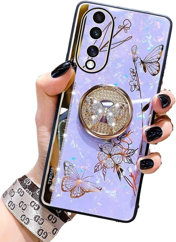 Samsung Galaxy Z Fold 4 Elegant Butterfly Design Case Cover With Ring Stand