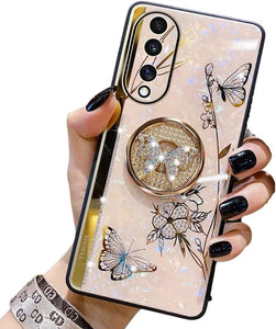 Samsung Galaxy Z Fold 4 Elegant Butterfly Design Case Cover With Ring Stand