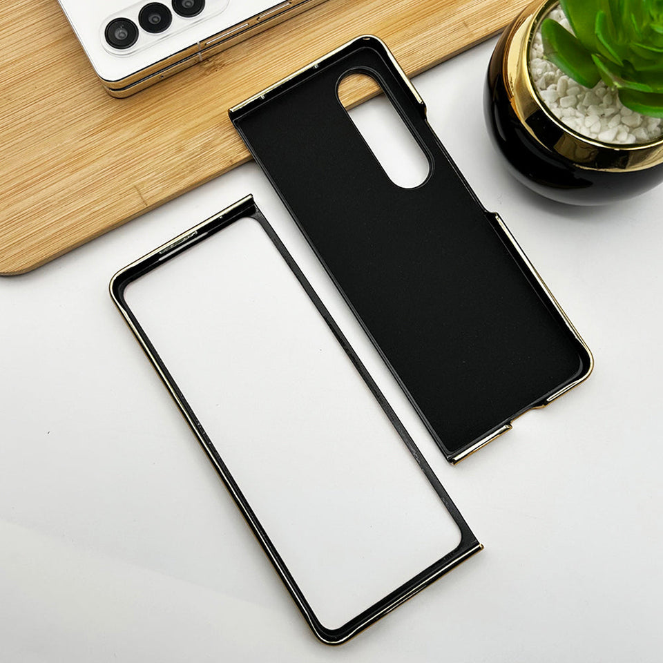 Samsung Galaxy Z Fold 4 Luxury Branded Design Chrome Plated Case Cover