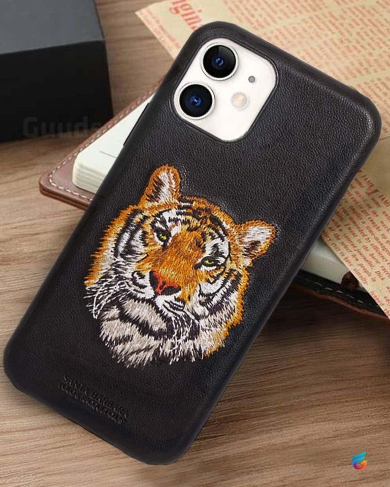 iPhone Luxury Santa Barbara Leather Savana Tiger Case