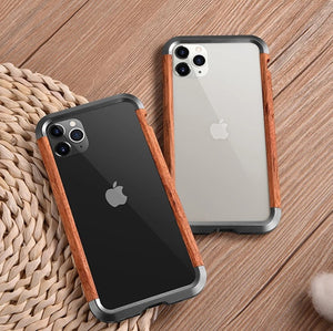 R-Just Aluminum & Natural Wood iPhone Case Cover