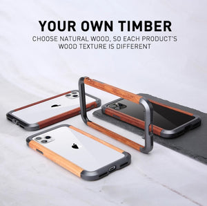 R-Just Aluminum & Natural Wood iPhone Case Cover