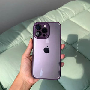 Deep Purple iPhone Transparent Back Silicone Bumper Case With Lens Protector