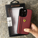 iPhone 14 Pro Max Ferrari Sports Car Side Stripe Leather Case Cover Clearance Sale