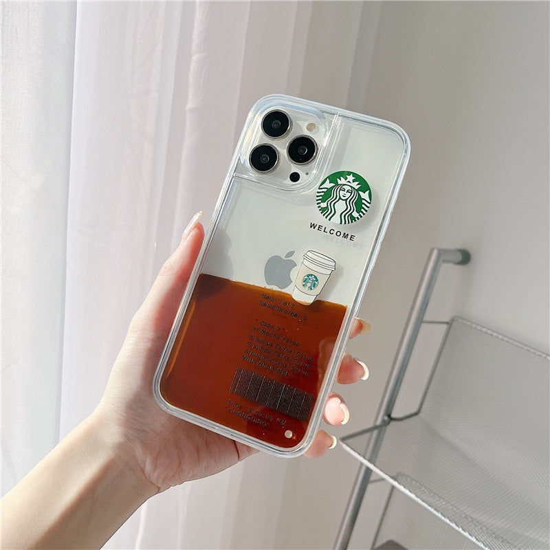 iphone starbucks coffee floating cup liquid case cover