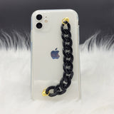 Transparent TPU Silicone Case Cover With Black Chain Holder